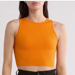 Naked Wardrobe NWT Rib Knit Crop Tank Top Orange L